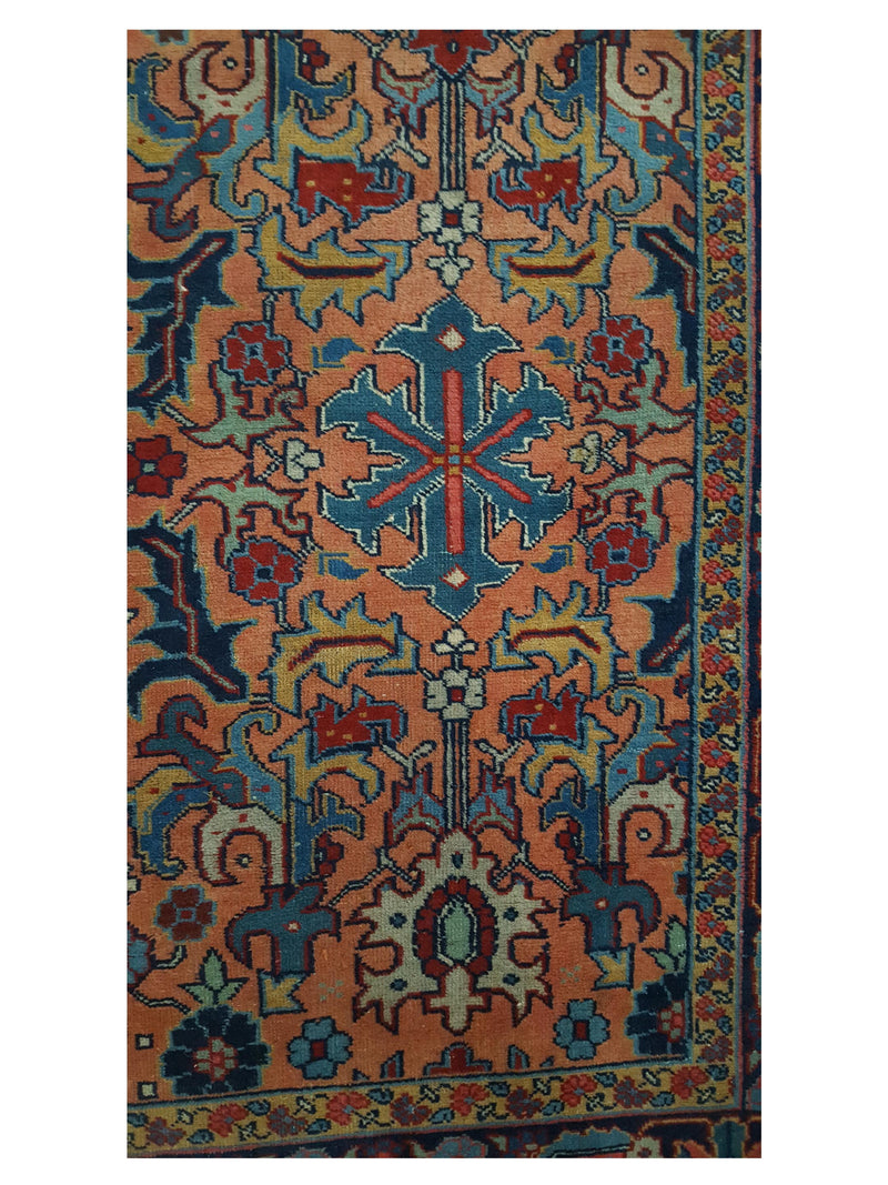Fasa Antique Heriz 2837 Orange Indigo Traditional Antique Rug
