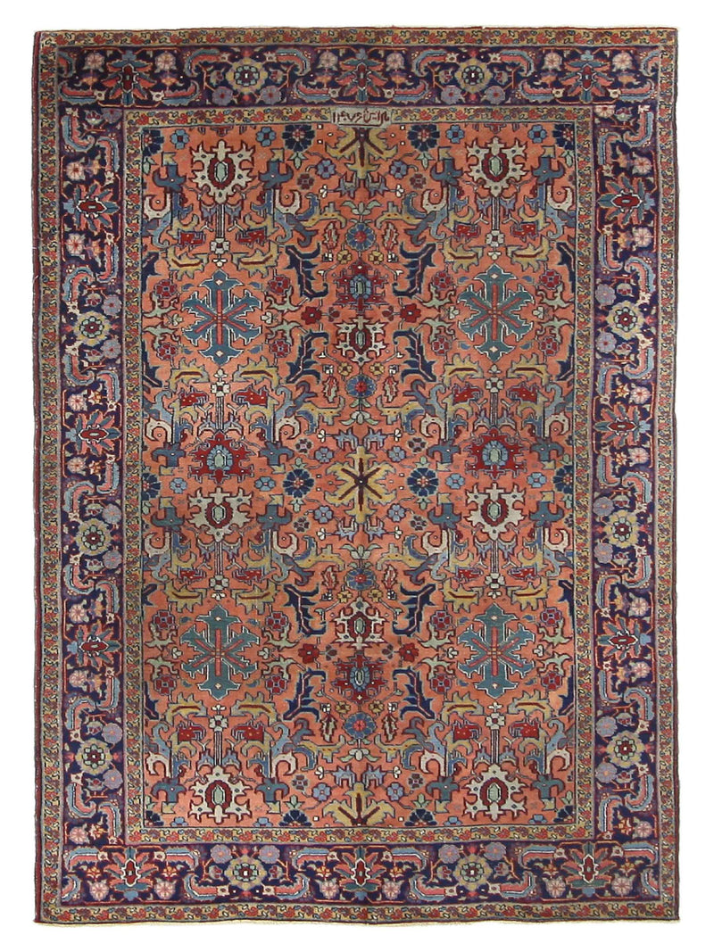 Fasa Antique Heriz  Orange Indigo Traditional