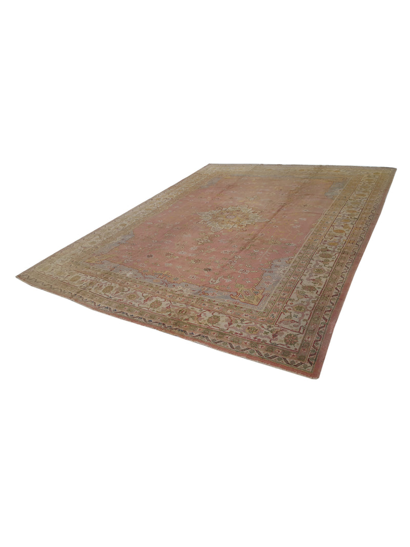 Fasa Antique Ushak 2882 Pink Ivory Traditional Antique Rug