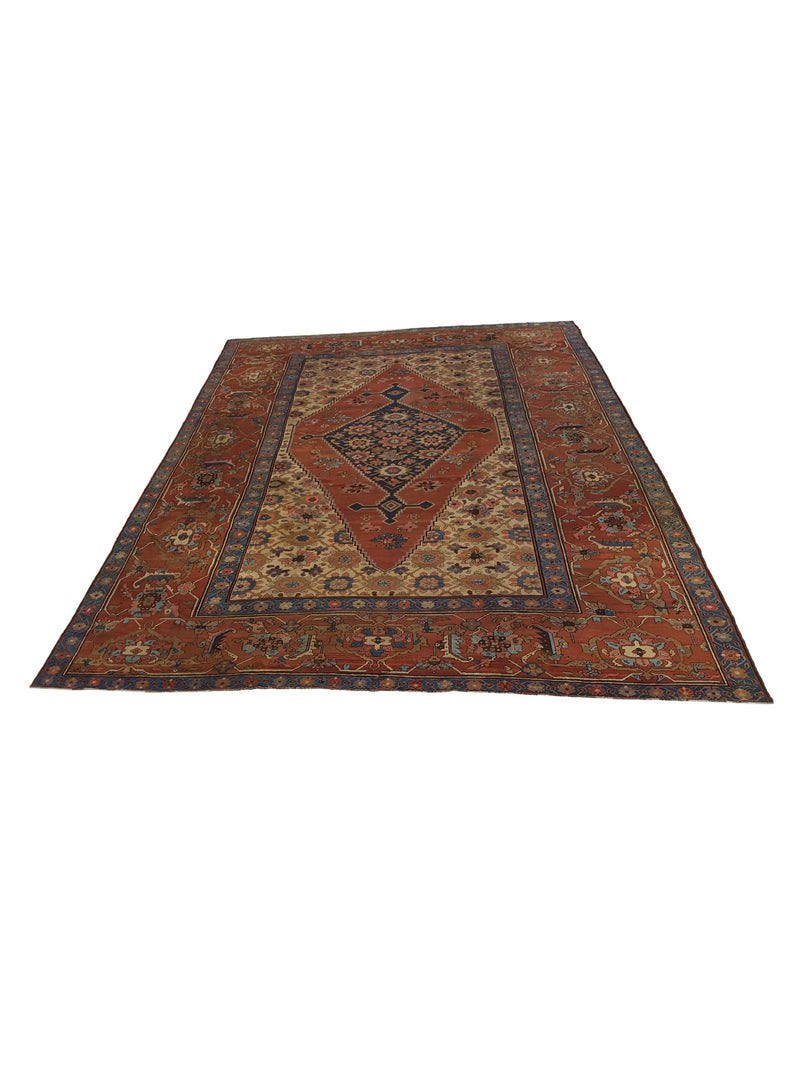 Fasa Antique Bakhsheyesh 2901 Ivory Rust Traditional Antique Rug