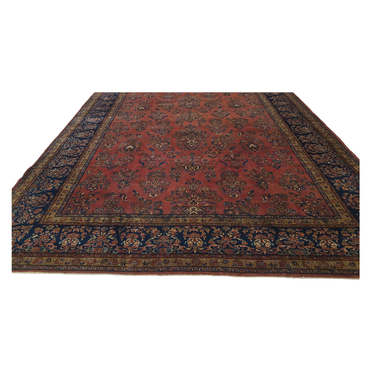 Fasa Antique Kashan 2957 Rust Indigo Traditional Antique Rug