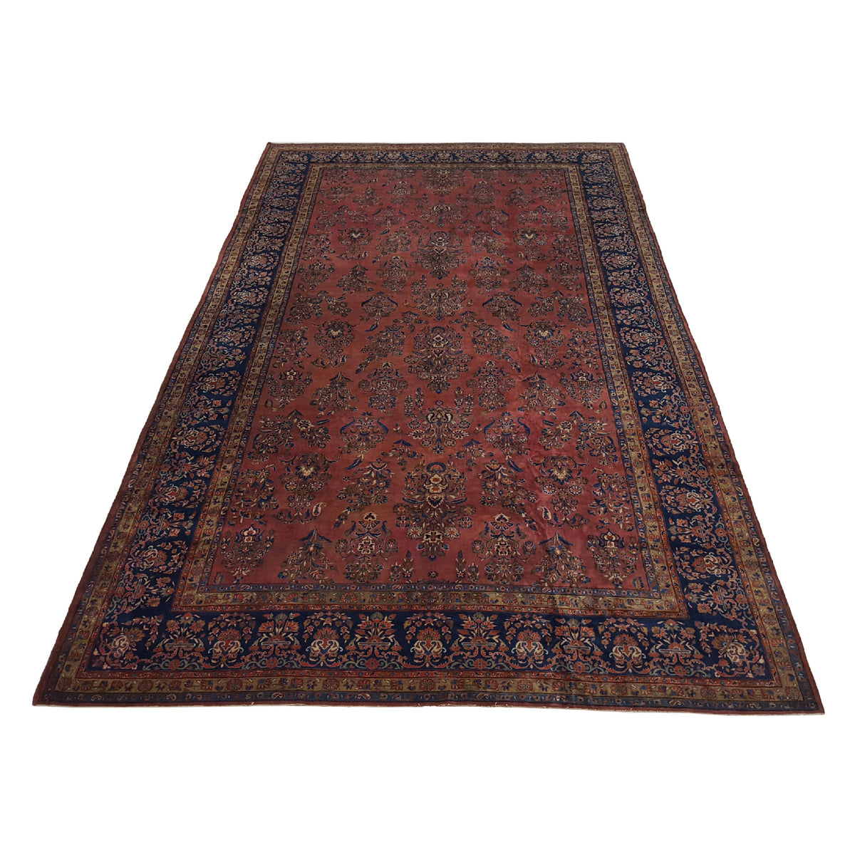 Fasa Antique Kashan 2957 Rust Indigo Traditional Antique Rug