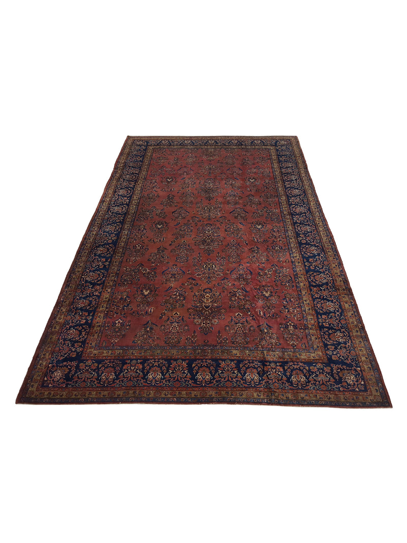 Fasa Antique Kashan 2957 Rust Indigo Traditional Antique Rug