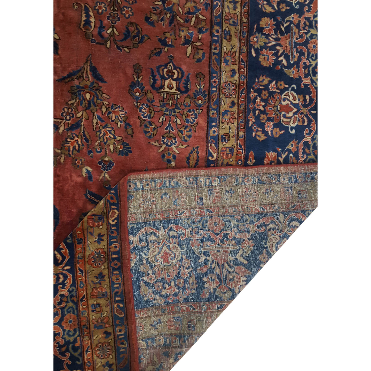 Fasa Antique Kashan 2957 Rust Indigo Traditional Antique Rug