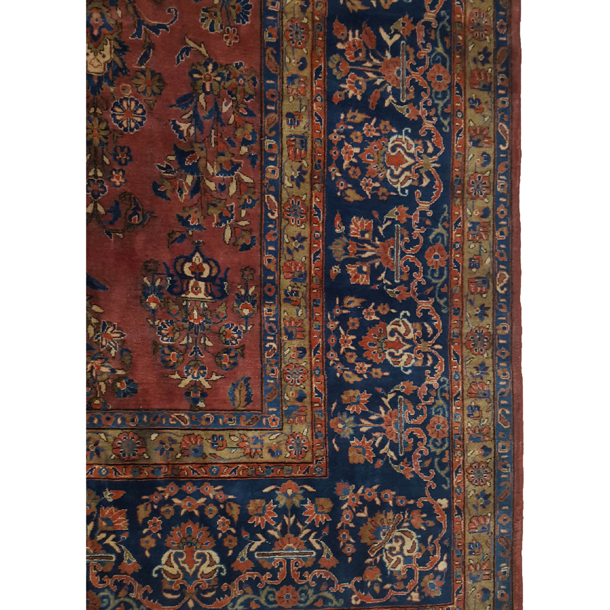 Fasa Antique Kashan 2957 Rust Indigo Traditional Antique Rug
