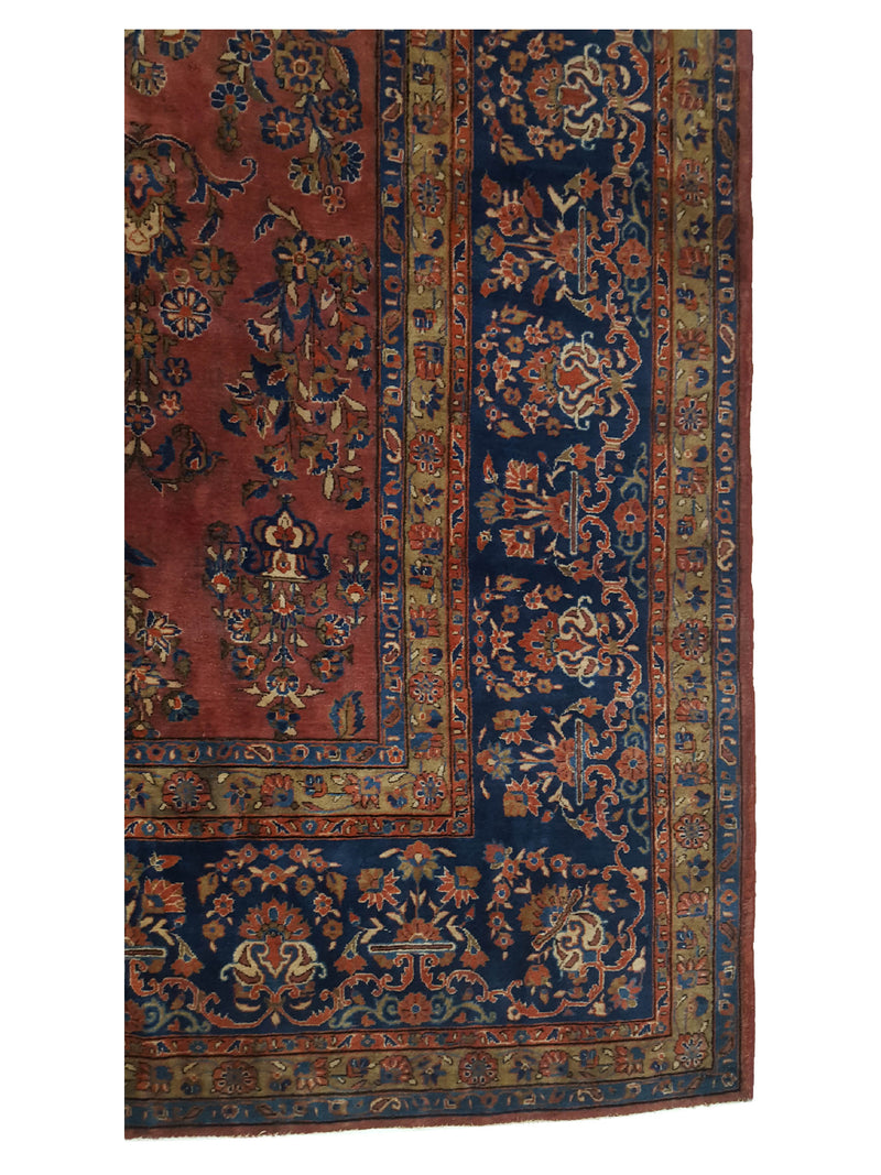 Fasa Antique Kashan 2957 Rust Indigo Traditional Antique Rug