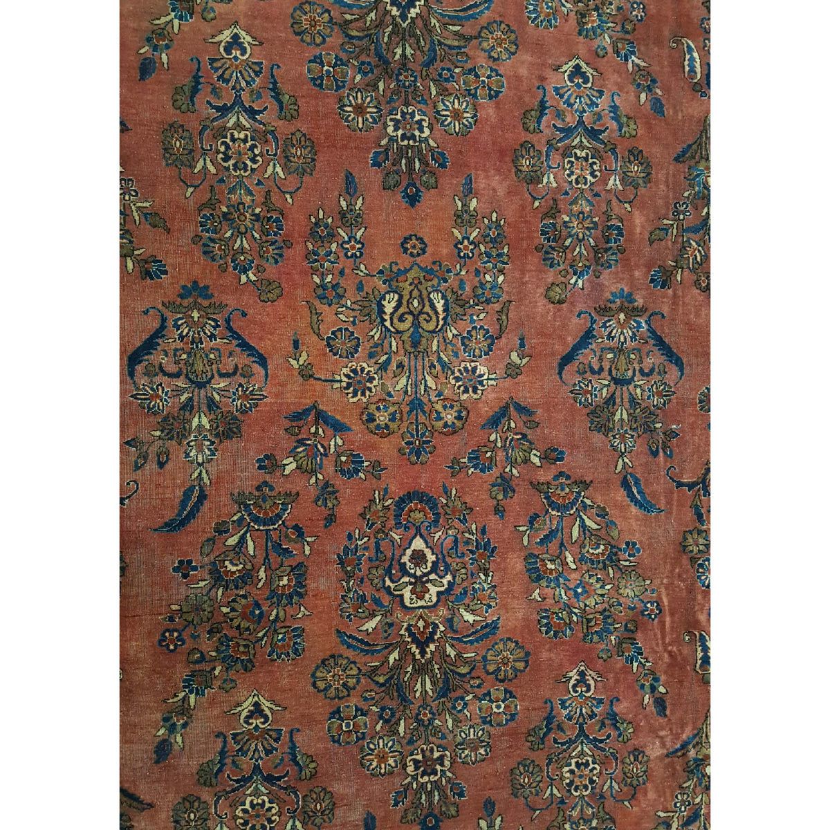 Fasa Antique Kashan 2957 Rust Indigo Traditional Antique Rug