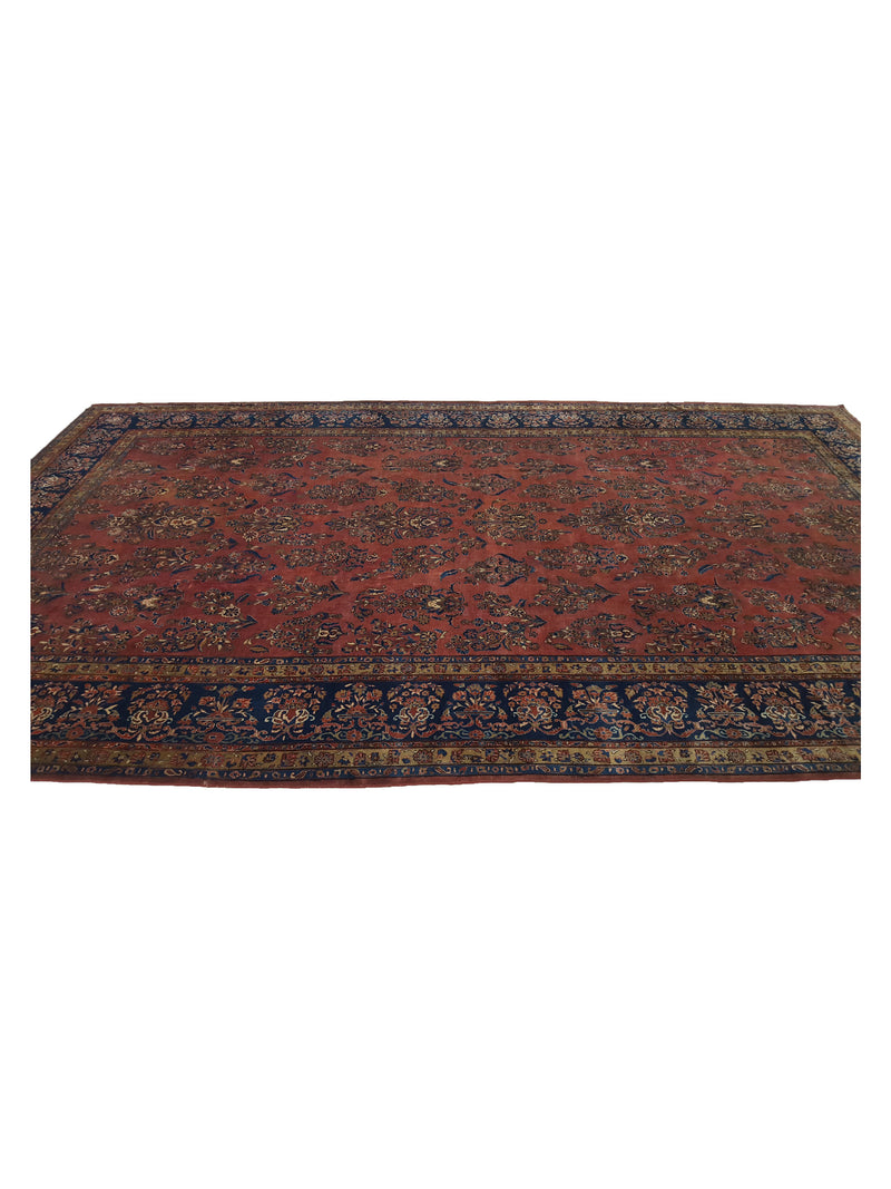 Fasa Antique Kashan 2957 Rust Indigo Traditional Antique Rug