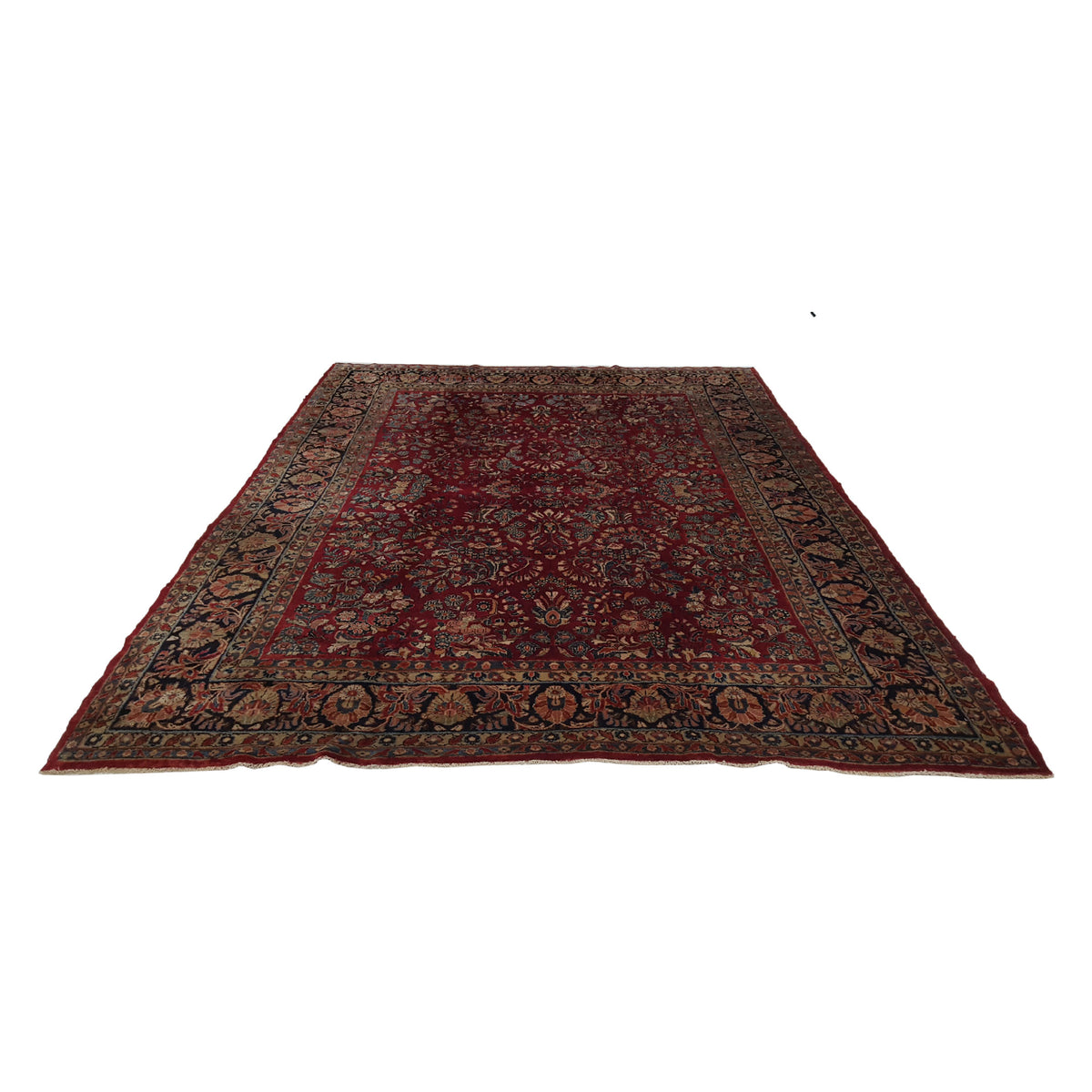 Fasa Antique Sarouk 3089 Burgundy Black Traditional Antique Rug