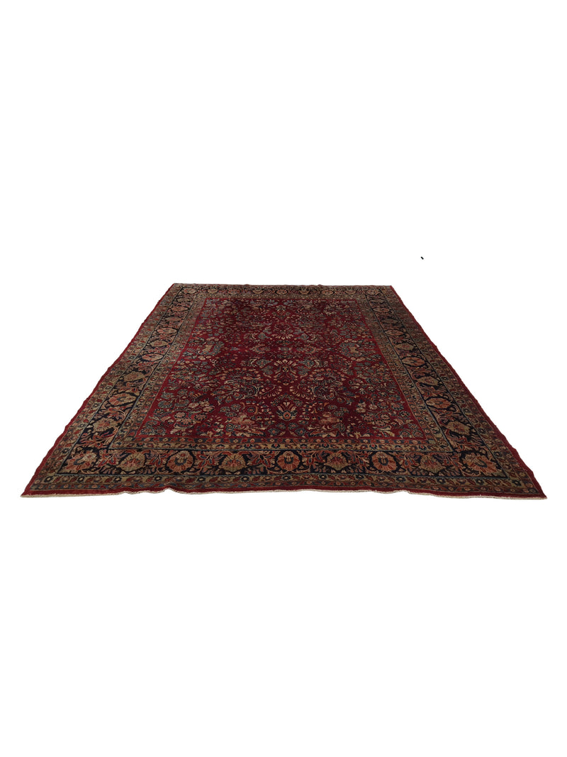 Fasa Antique Sarouk 3089 Burgundy Black Traditional Antique Rug