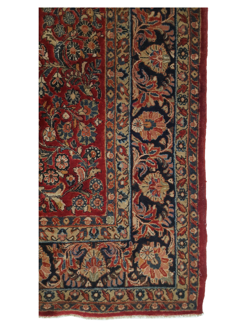 Fasa Antique Sarouk 3089 Burgundy Black Traditional Antique Rug