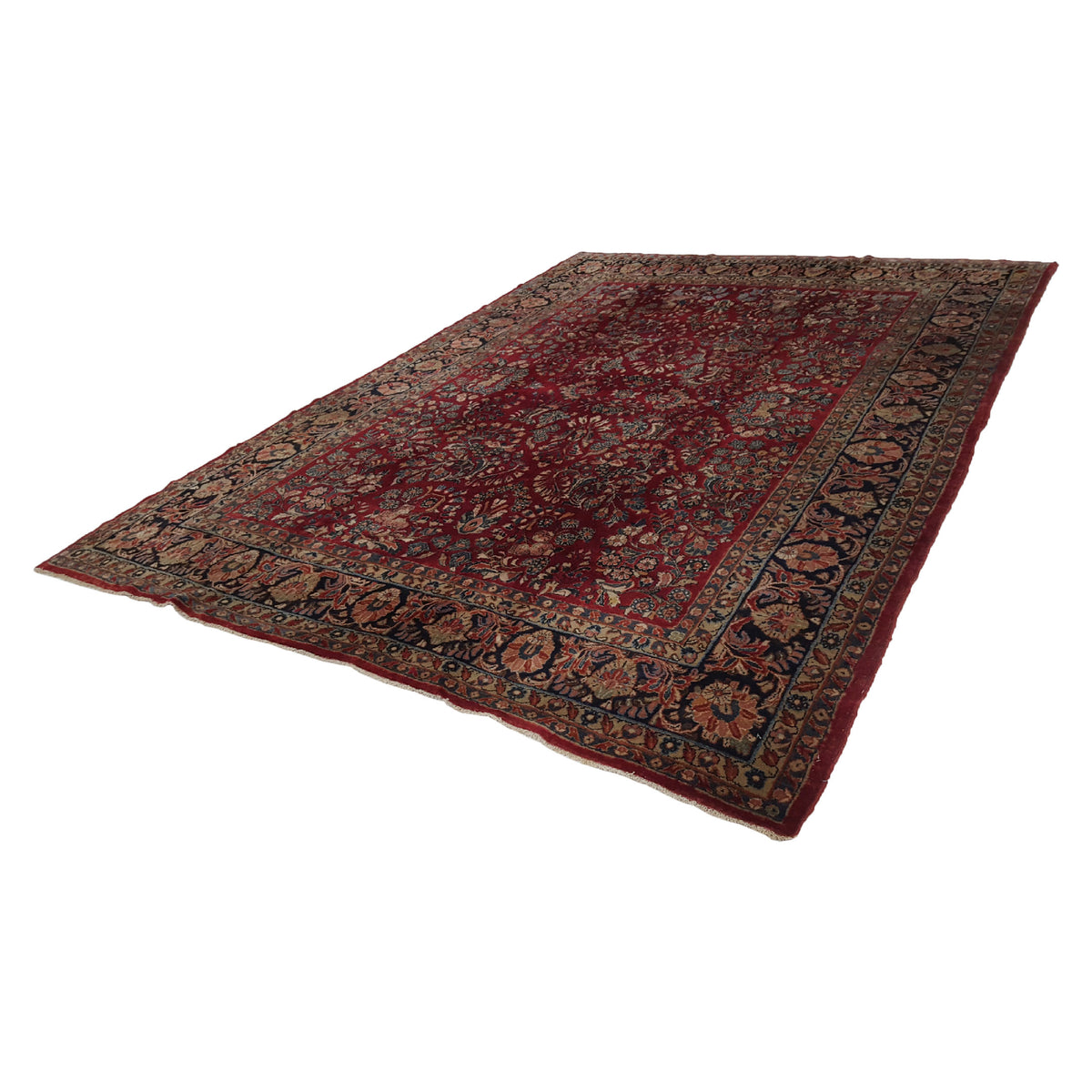 Fasa Antique Sarouk 3089 Burgundy Black Traditional Antique Rug