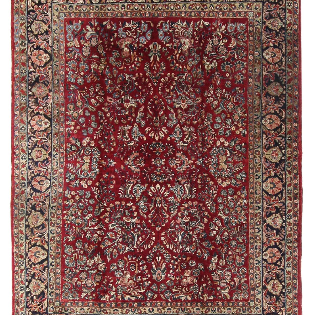 Fasa Antique Sarouk  Burgundy Black Traditional
