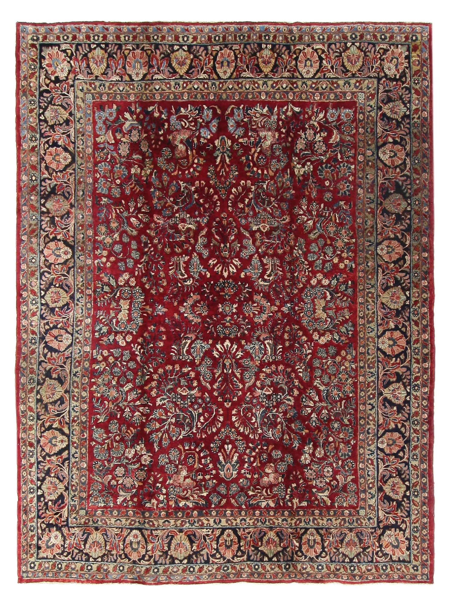 Fasa Antique Sarouk  Burgundy Black Traditional