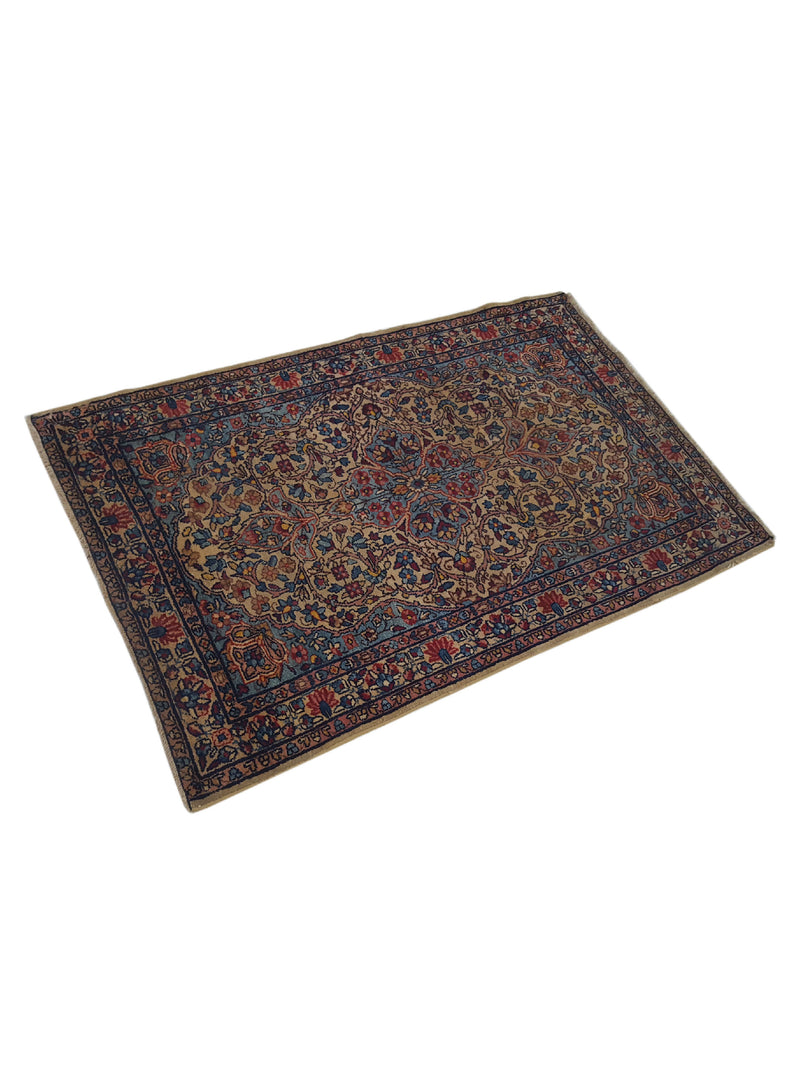 Fasa Antique Kerman 3105 Camel Multi Traditional Antique Rug