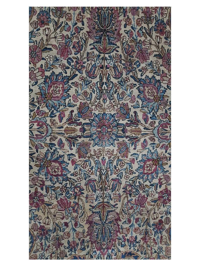 Fasa Antique Raver Kerman 3120 Gold Brown Traditional Antique Rug