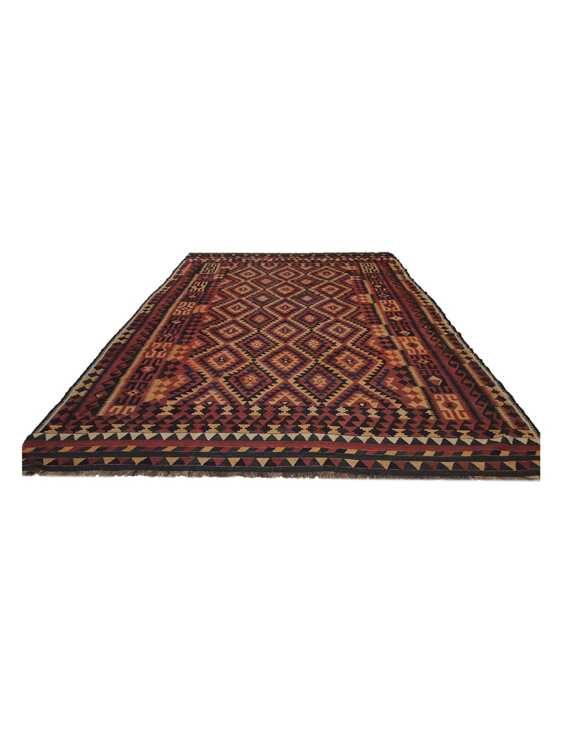 Aura Kilim 3131 Rust Burgundy Kilim Hand Woven Rug