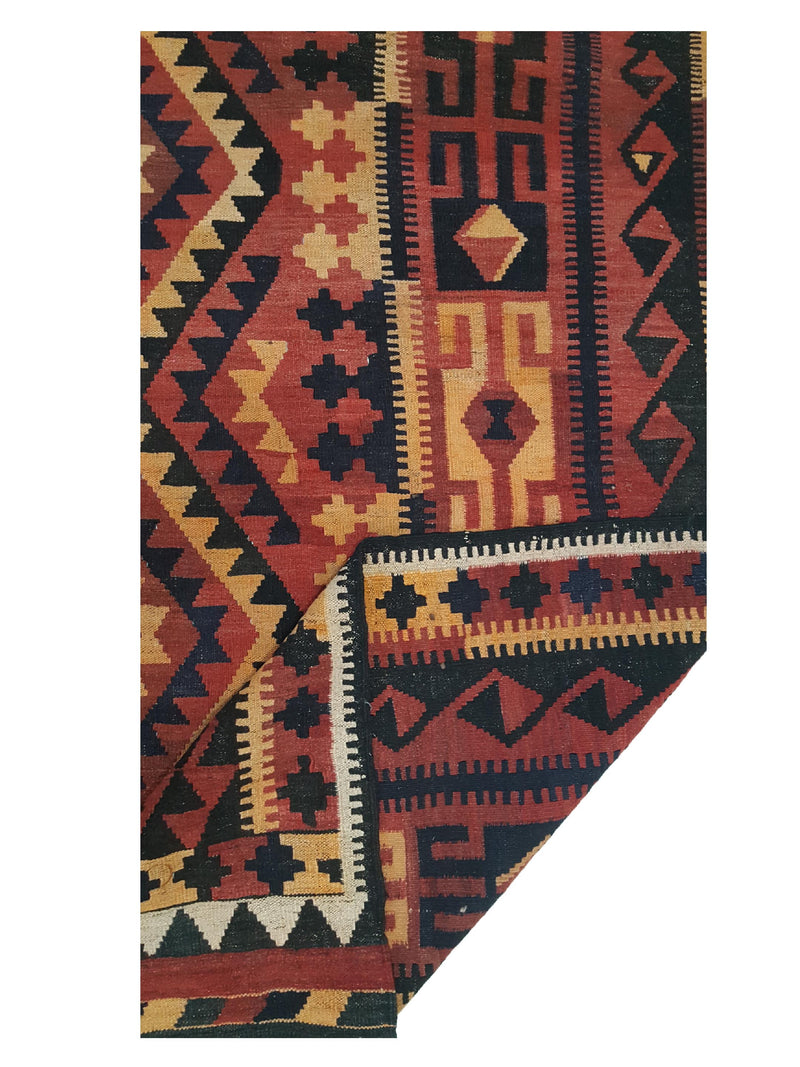 Aura Kilim 3131 Rust Burgundy Kilim Hand Woven Rug