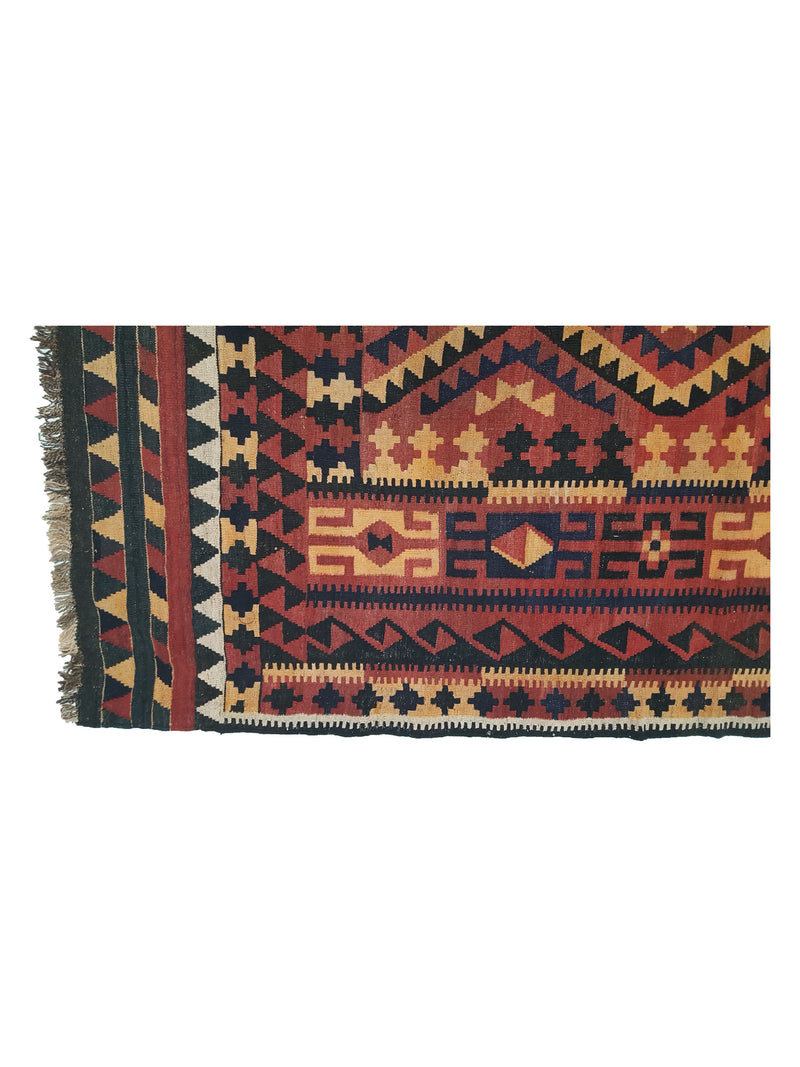 Aura Kilim 3131 Rust Burgundy Kilim Hand Woven Rug