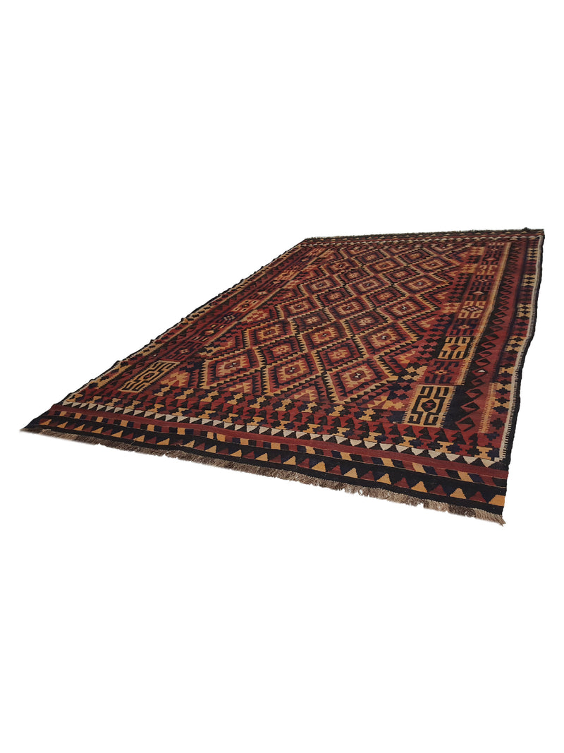 Aura Kilim 3131 Rust Burgundy Kilim Hand Woven Rug