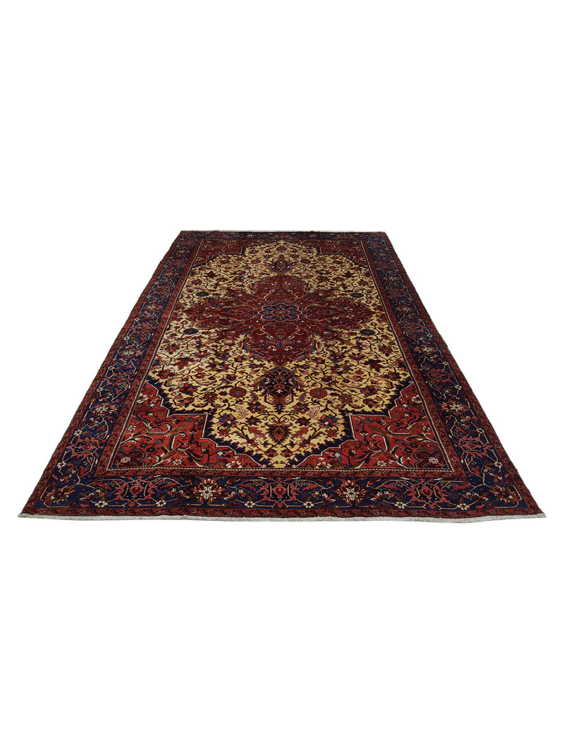 Fasa Antique Heriz 3232 Ivory Blue Traditional Antique Rug