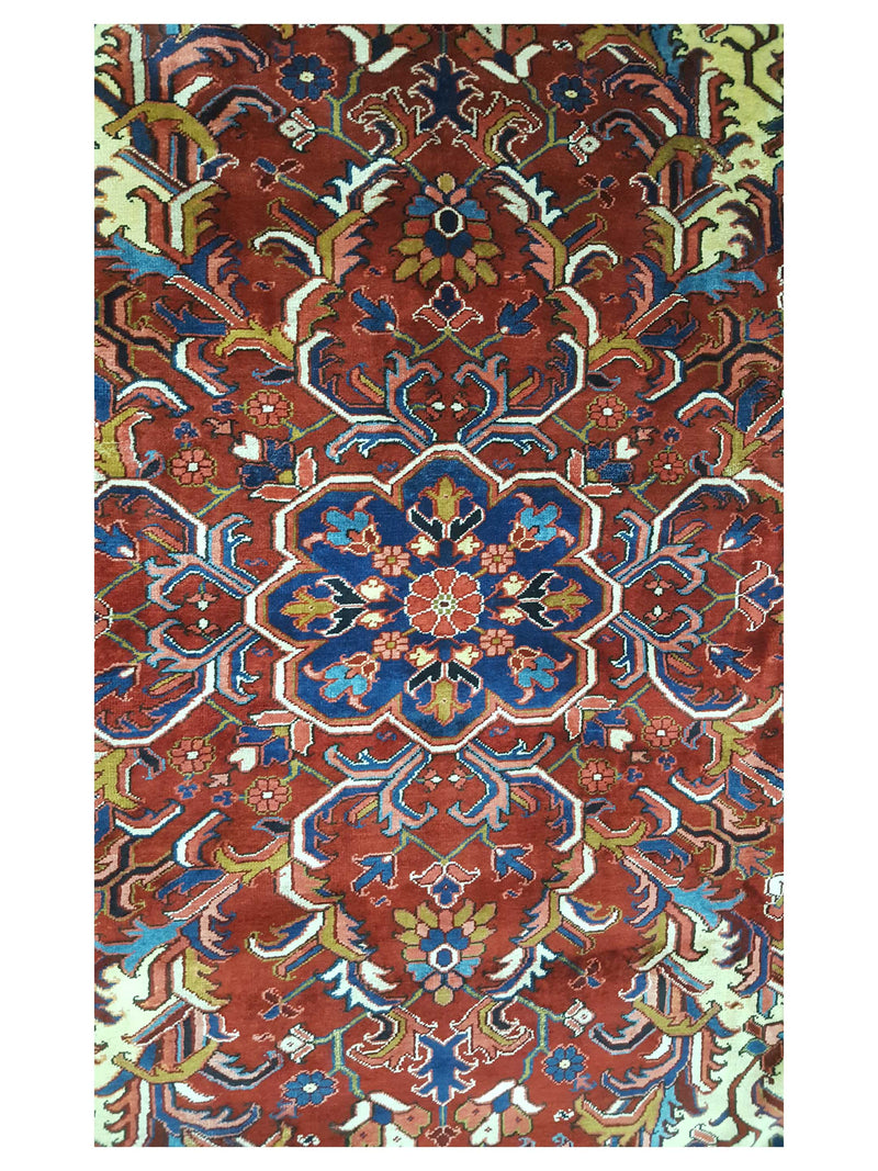Fasa Antique Heriz 3232 Ivory Blue Traditional Antique Rug