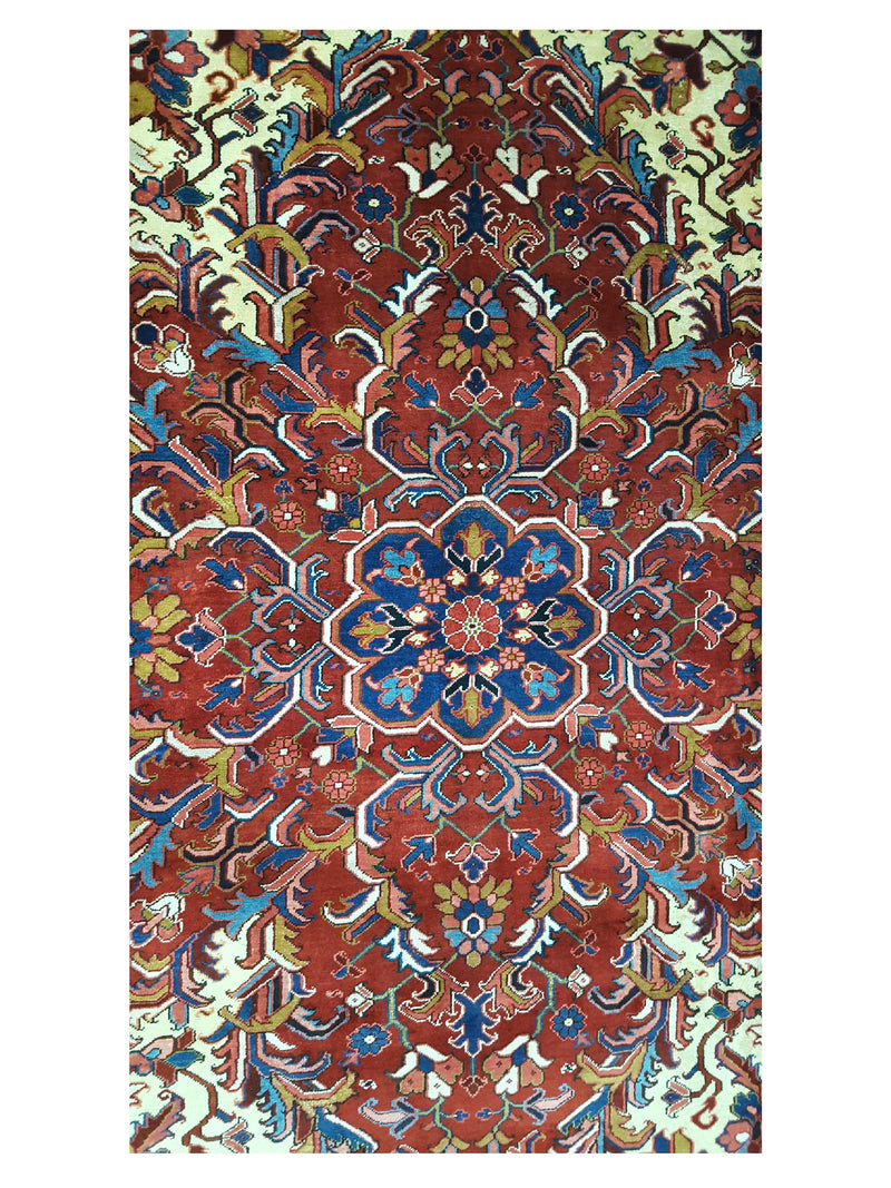 Fasa Antique Heriz 3232 Ivory Blue Traditional Antique Rug