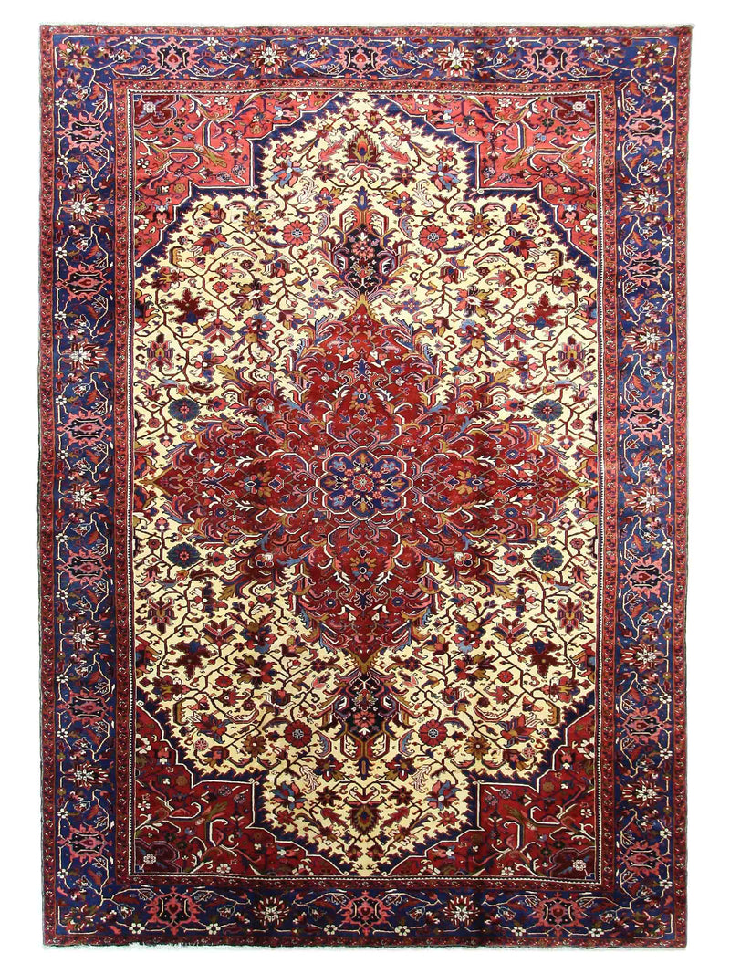 Fasa Antique Heriz  Ivory Blue Traditional