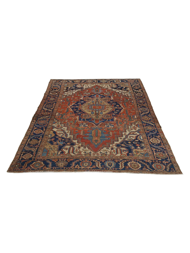 Fasa Antique Serapi 3233 Rust Indigo Traditional Antique Rug