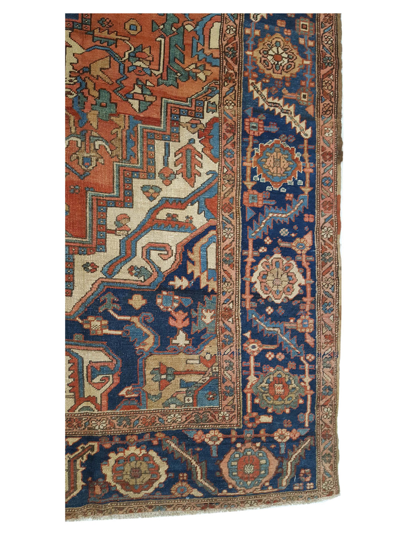 Fasa Antique Serapi 3233 Rust Indigo Traditional Antique Rug