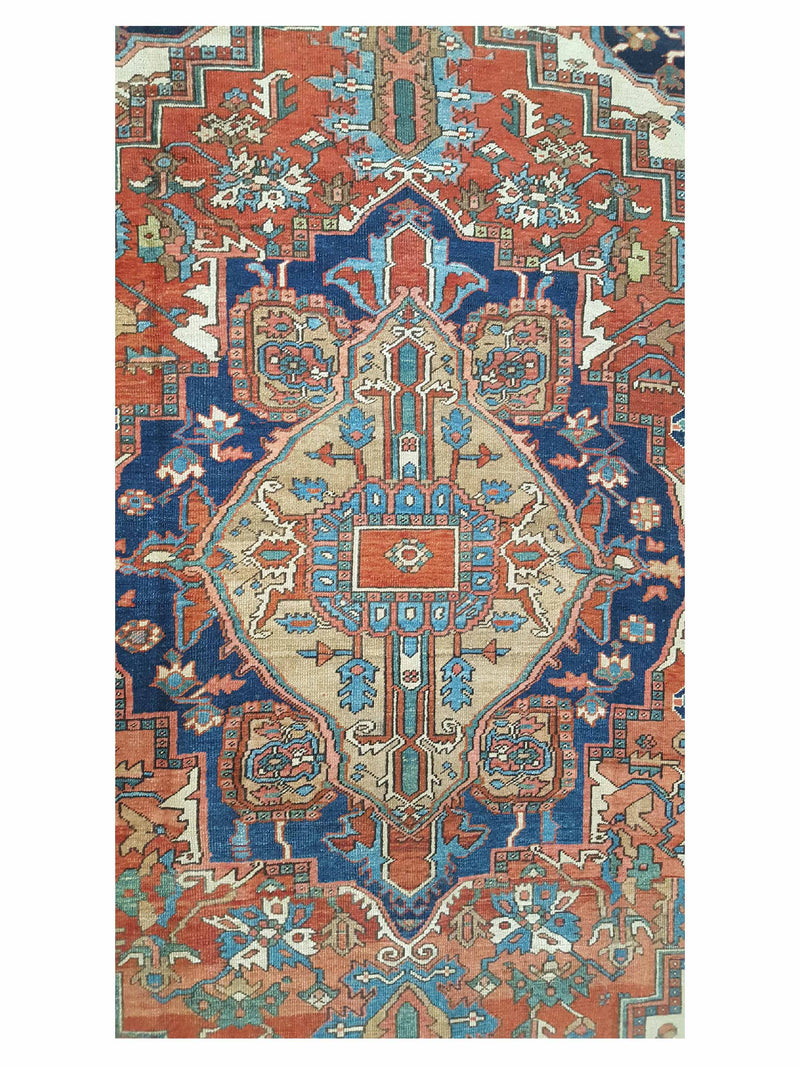 Fasa Antique Serapi 3233 Rust Indigo Traditional Antique Rug