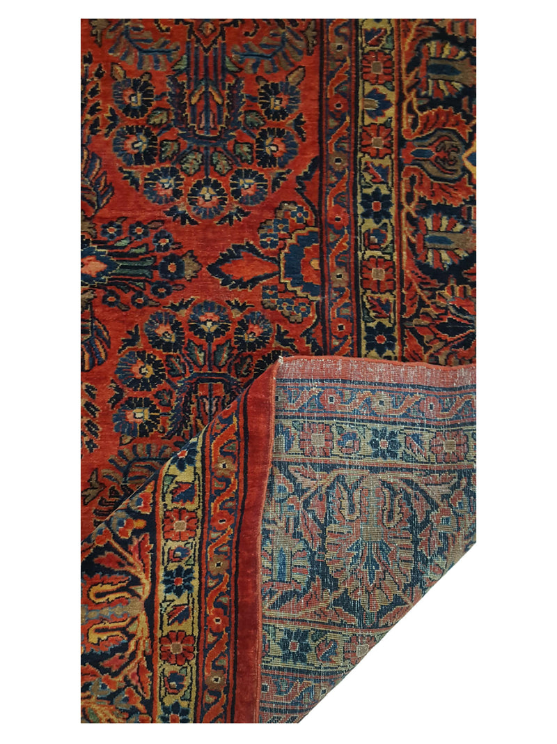Fasa Antique Sarouk 3234 Orange Rust Navy Traditional Antique Rug