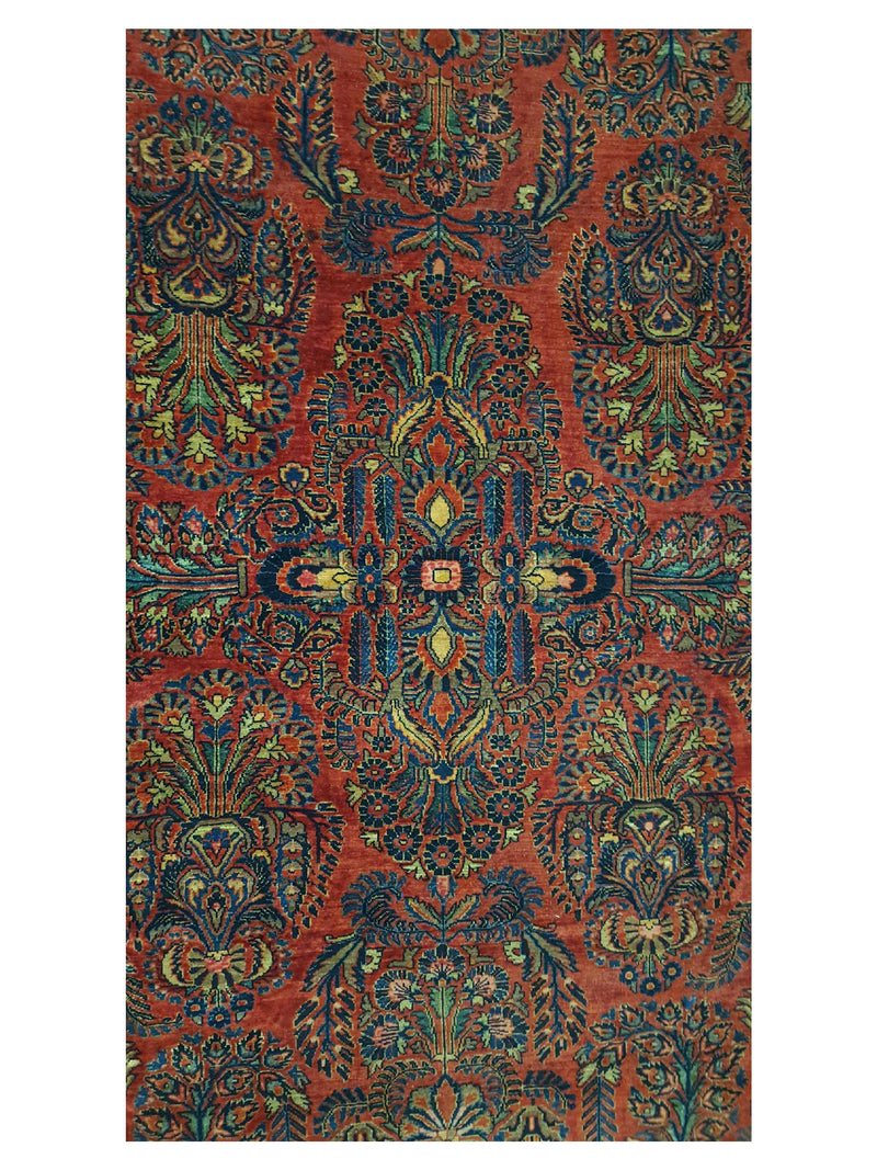 Fasa Antique Sarouk 3234 Orange Rust Navy Traditional Antique Rug