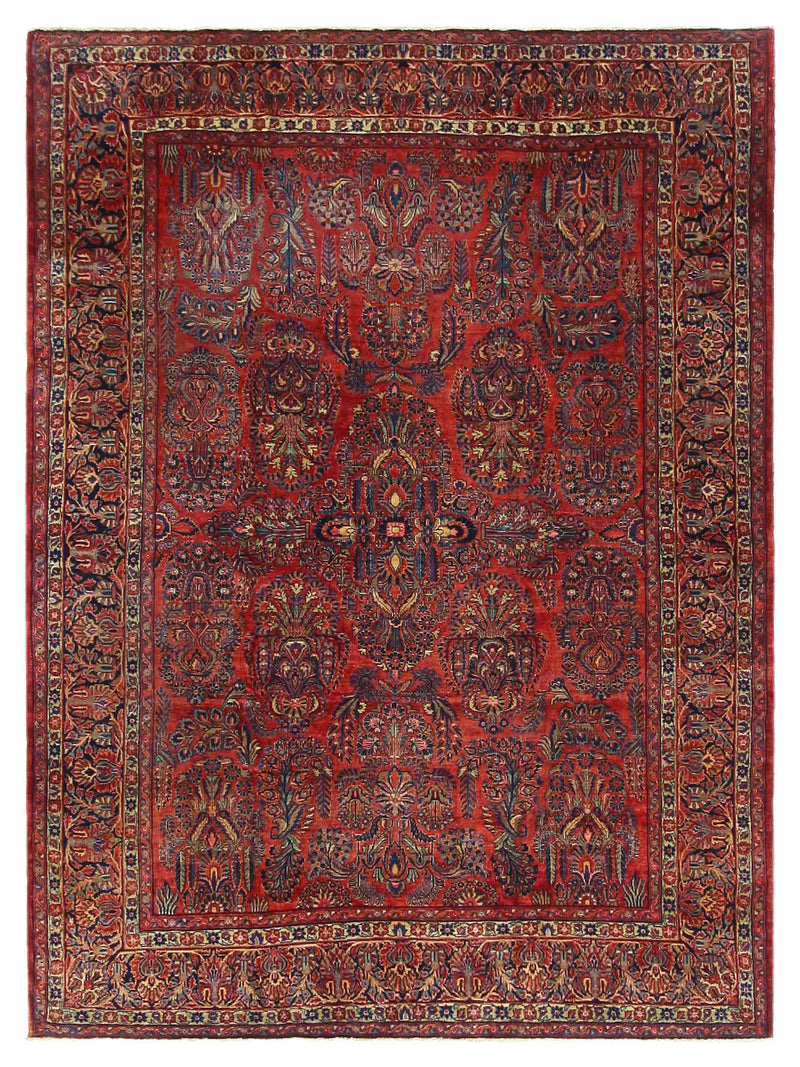 Fasa Antique Sarouk  Orange Rust Navy Traditional