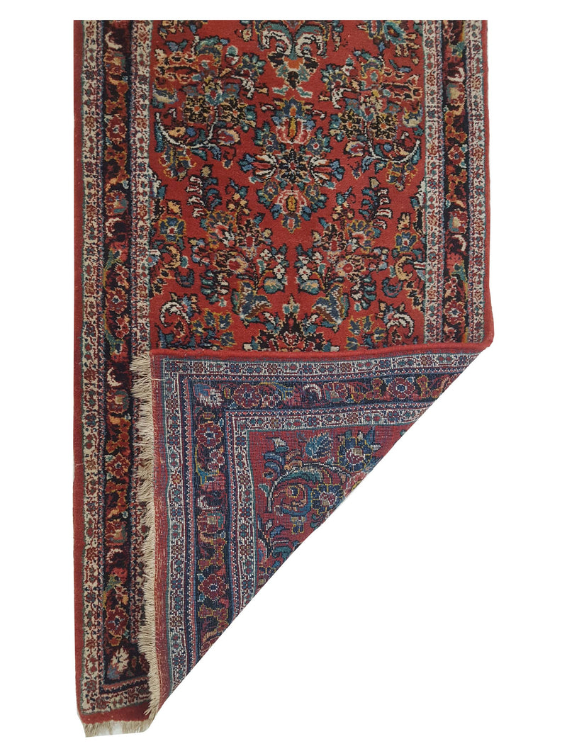 Fasa Antique Sarouk 3235 Burgundy Navy Traditional Antique Rug