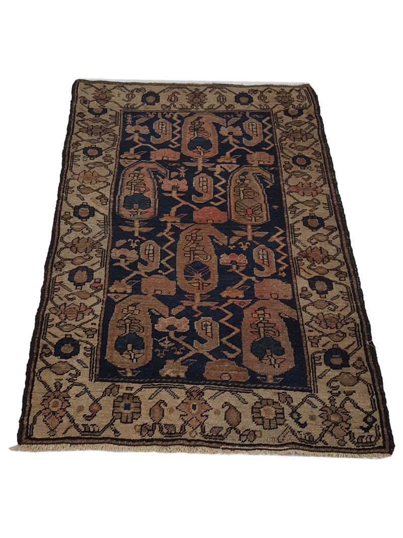 Fasa Antique Kurdish 3253 Beige Ivory Traditional Antique Rug