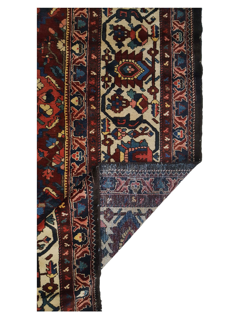 Fasa Antique Bakhtiyari 3297 Burgundy Ivory Traditional Antique Rug