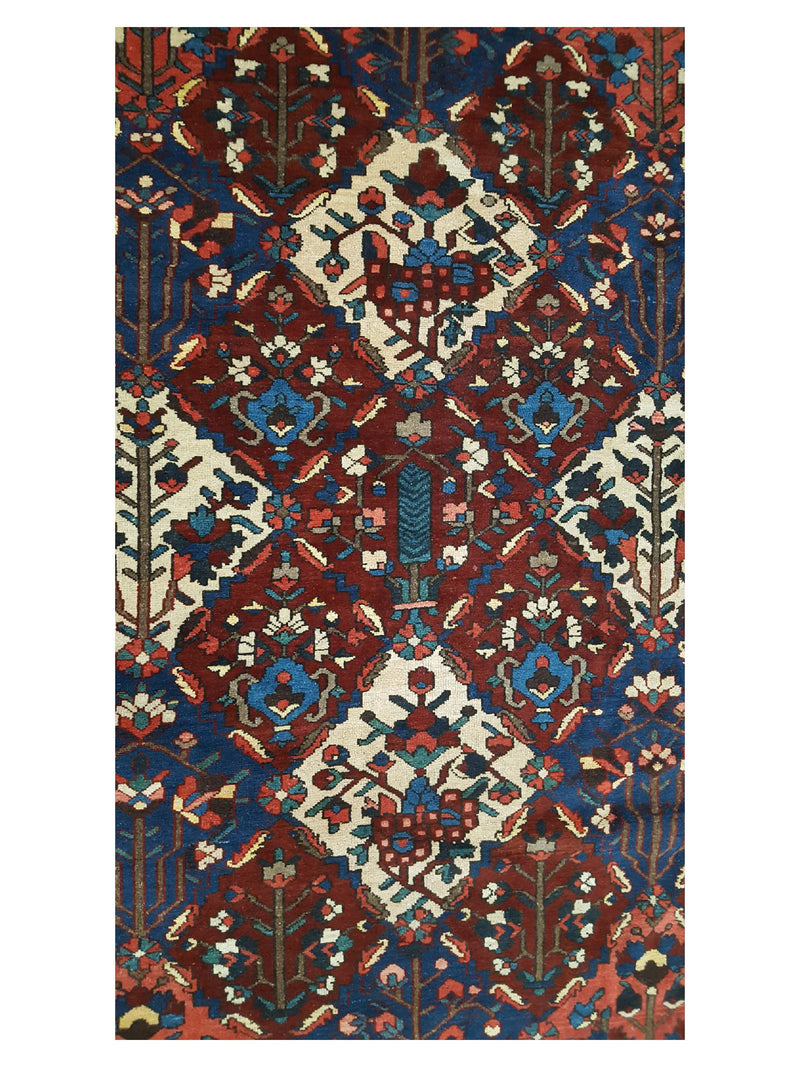 Fasa Antique Bakhtiyari 3297 Burgundy Ivory Traditional Antique Rug