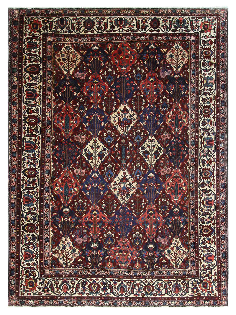 Fasa Antique Bakhtiyari  Burgundy Ivory Traditional
