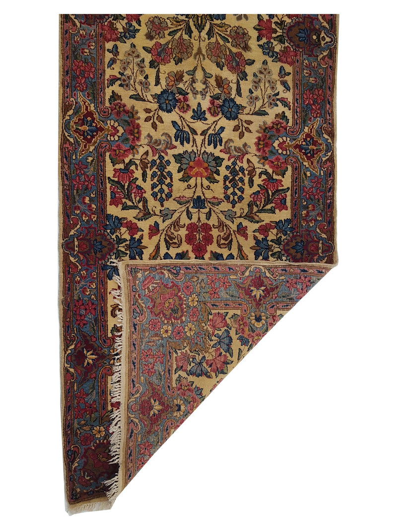 Fasa Antique Kerman 3309 Ivory Coral Traditional Antique Rug