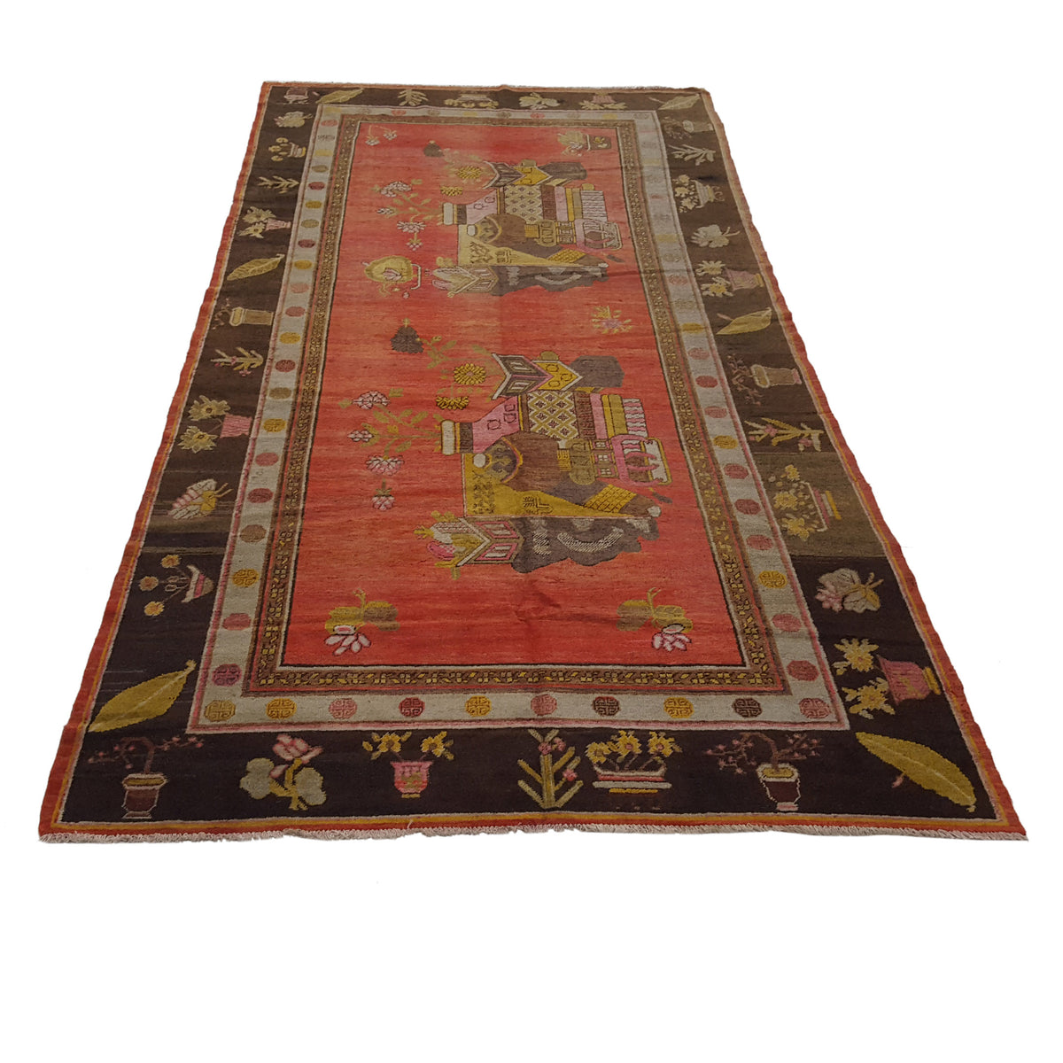 Fasa Antique Samarkand 3378 Orange Brown Traditional Antique Rug