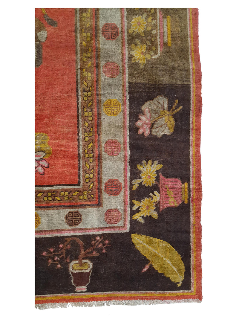 Fasa Antique Samarkand 3378 Orange Brown Traditional Antique Rug