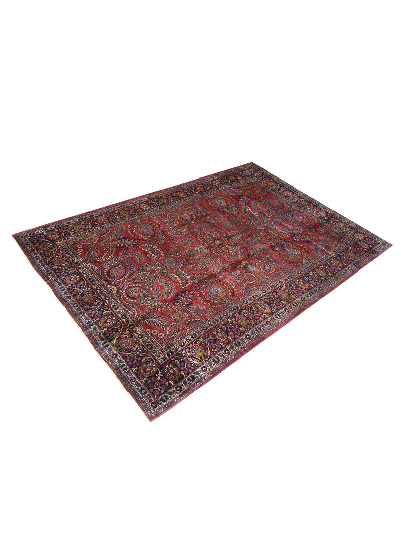 Fasa Antique Sarouk 3448 Burgundy Navy Traditional Antique Rug