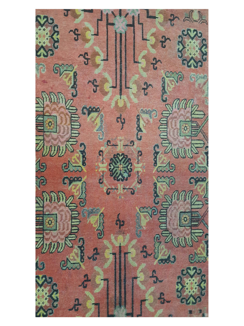 Fasa Antique Samarkand 3454 Coral Green Traditional Antique Rug