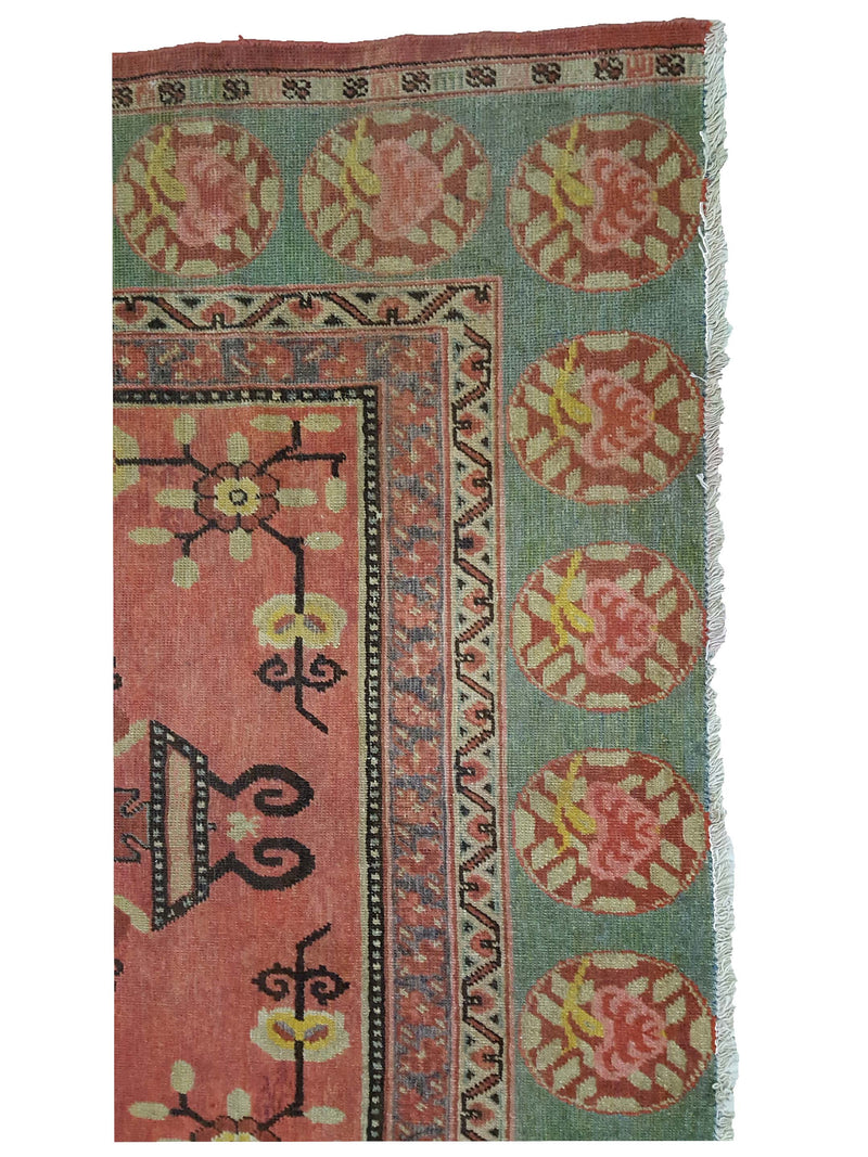 Fasa Antique Samarkand 3454 Coral Green Traditional Antique Rug