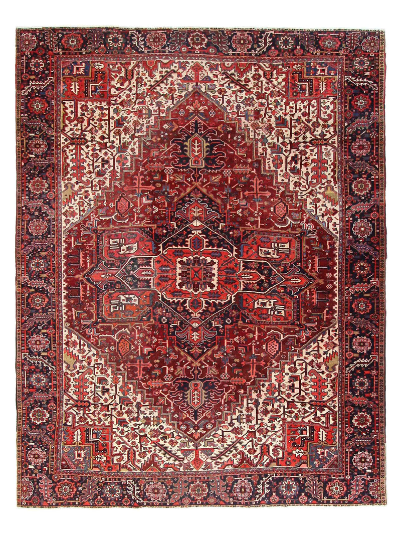 Fasa Antique Heriz  Ivory Rust Traditional