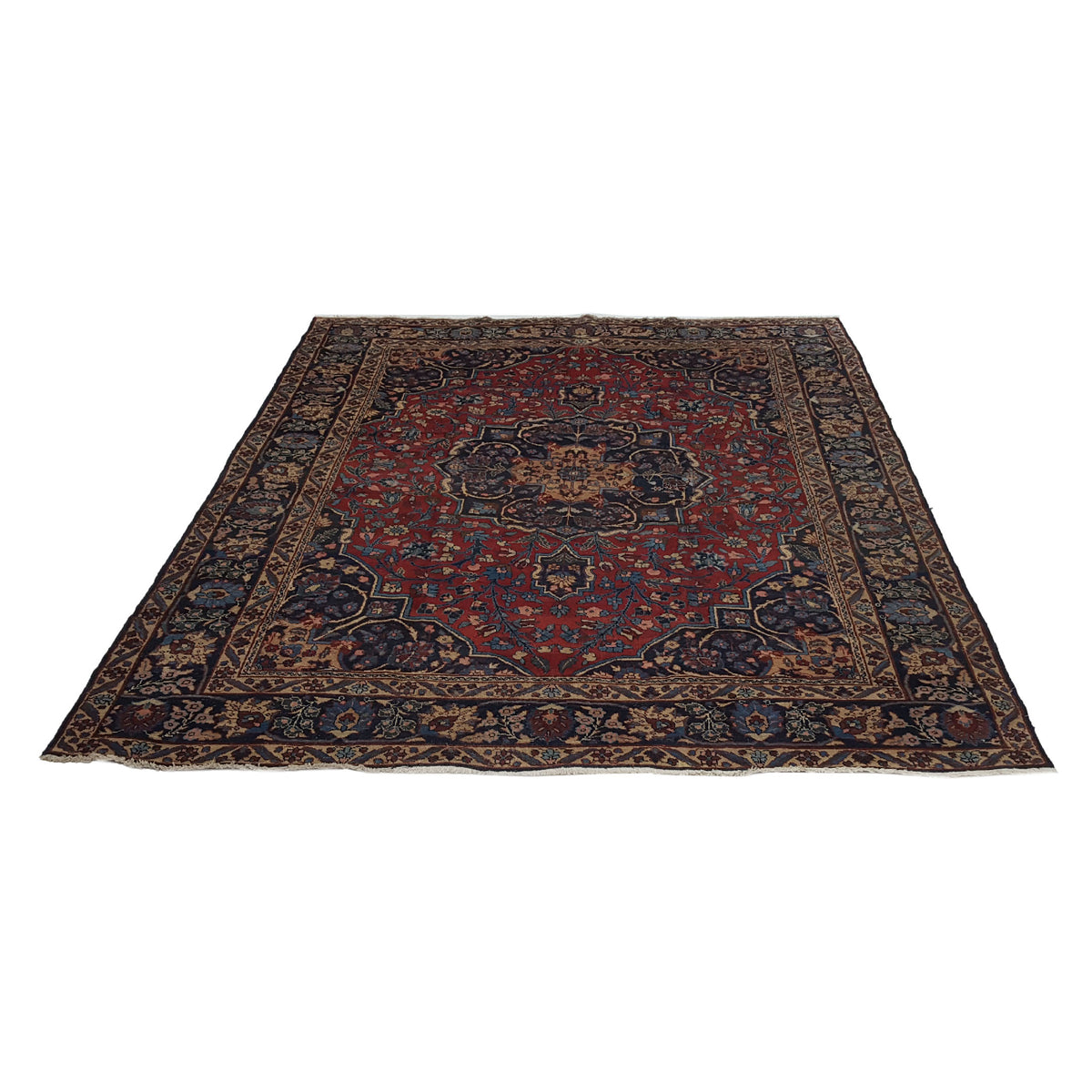 Fasa Antique Tabriz 3547 Burgundy Navy Traditional Antique Rug