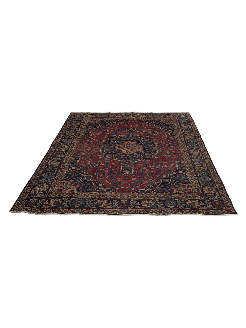Fasa Antique Tabriz 3547 Burgundy Navy Traditional Antique Rug