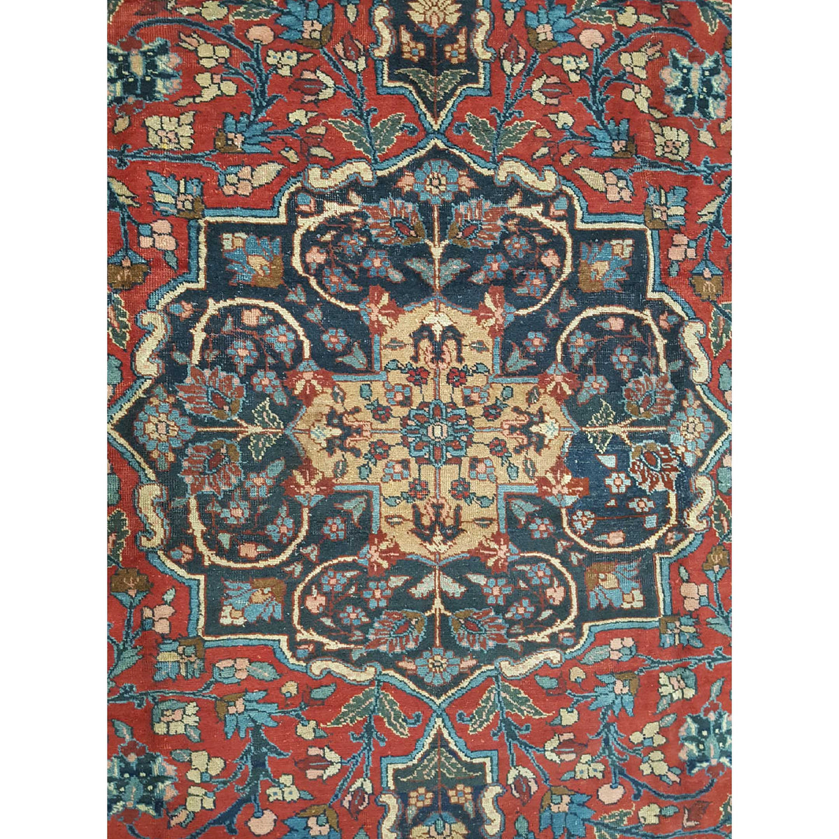 Fasa Antique Tabriz 3547 Burgundy Navy Traditional Antique Rug