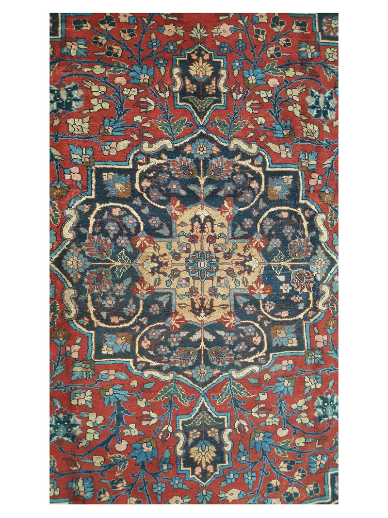 Fasa Antique Tabriz 3547 Burgundy Navy Traditional Antique Rug